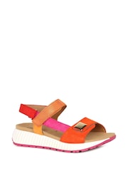 Gabor Orange Gifted Pumpkin Combination Suede Sandals - Image 3 of 5