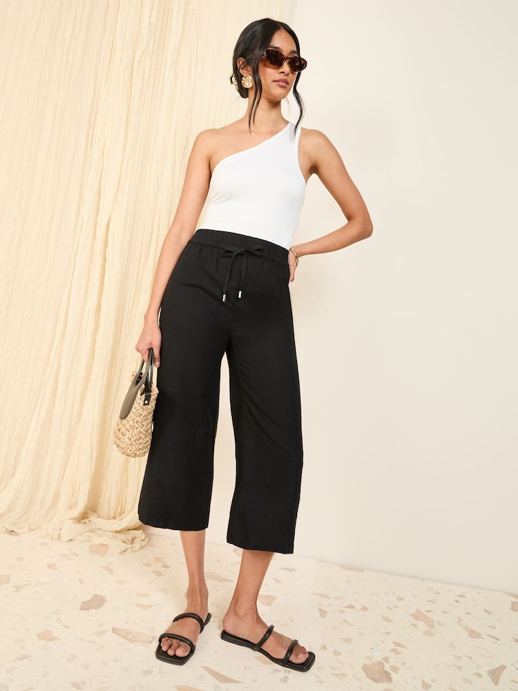Friends Like These Black Linen Blend Culottes - Image 1 of 4