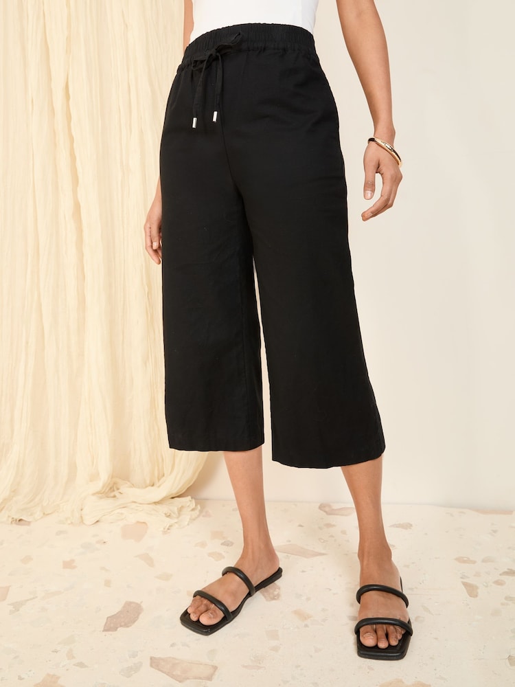 Friends Like These Black Linen Blend Culottes - Image 2 of 4