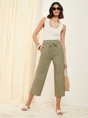 Friends Like These Khaki Green Linen Blend Culottes - Image 1 of 4