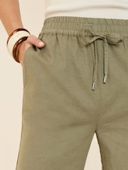 Friends Like These Khaki Green Linen Blend Culottes - Image 3 of 4