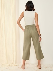 Friends Like These Khaki Green Linen Blend Culottes - Image 4 of 4