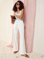 Friends Like These White Wide Leg Linen Blend Trousers - Image 1 of 1