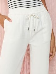 Friends Like These White Wide Leg Linen Blend Trousers - Image 3 of 4
