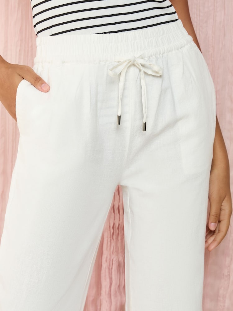 Friends Like These White Wide Leg Linen Blend Trousers - Image 3 of 4