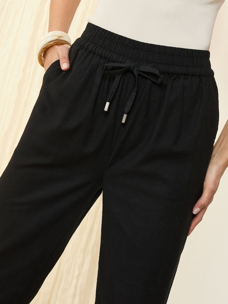 Friends Like These Black Wide Leg Linen Blend Trousers - Image 3 of 4