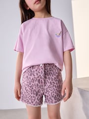 Pink Animal Regular Length Frayed Edge Denim Shorts (3-16yrs) - Image 1 of 3