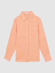 Reiss Orange Belle Linen Button-Through Shirt - Image 2 of 6