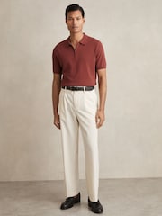Reiss Rust Berkley Cotton Half-Zip Knitted Polo Shirt - Image 3 of 6