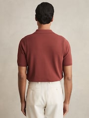 Reiss Rust Berkley Cotton Half-Zip Knitted Polo Shirt - Image 5 of 6