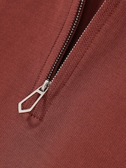 Reiss Rust Berkley Cotton Half-Zip Knitted Polo Shirt - Image 6 of 6