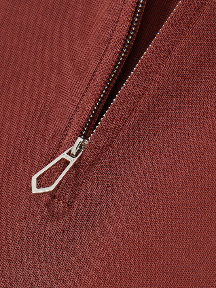 Reiss Rust Berkley Cotton Half-Zip Knitted Polo Shirt - Image 6 of 6