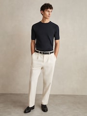 Reiss Navy Amigo Ribbed Knit Crew T-Shirt - Image 3 of 6