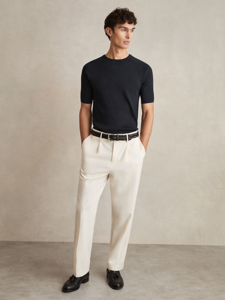 Reiss Navy Amigo Ribbed Knit Crew T-Shirt - Image 3 of 6