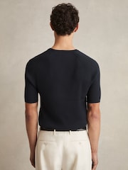 Reiss Navy Amigo Ribbed Knit Crew T-Shirt - Image 5 of 6