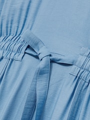 Reiss Blue Cecilia Shirred-Waist Midi Shirt Dress - Image 5 of 5