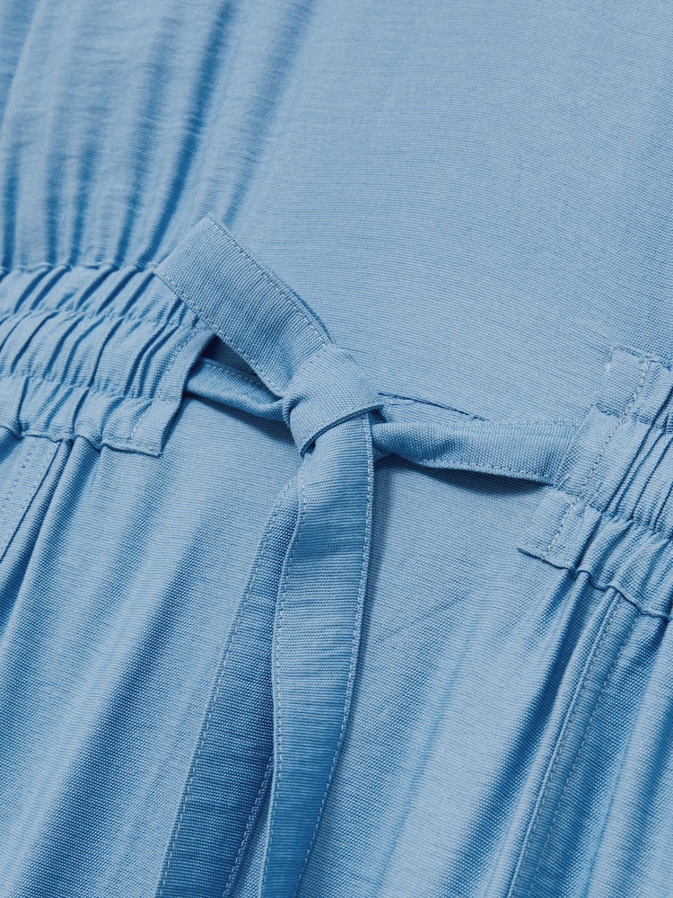 Reiss Blue Cecilia Shirred-Waist Midi Shirt Dress - Image 5 of 5
