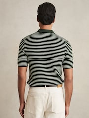 Reiss Forest Green Fallow Half-Zip Stripe Polo Shirt - Image 5 of 6