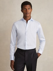 Reiss Soft Blue Storm Reg Cotton-Twill Two-Fold Shirt - Image 1 of 8