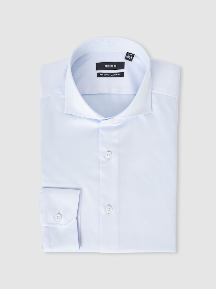 Reiss Soft Blue Storm Reg Cotton-Twill Two-Fold Shirt - Image 2 of 8