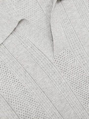 Reiss Grey Melange Kansas Textured-Stripe Knitted Polo Shirt - Image 6 of 6