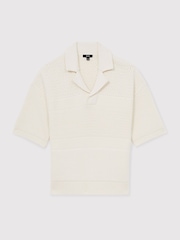 Reiss Off White Gentry Cotton Textured-Knit Polo Shirt - Image 2 of 5