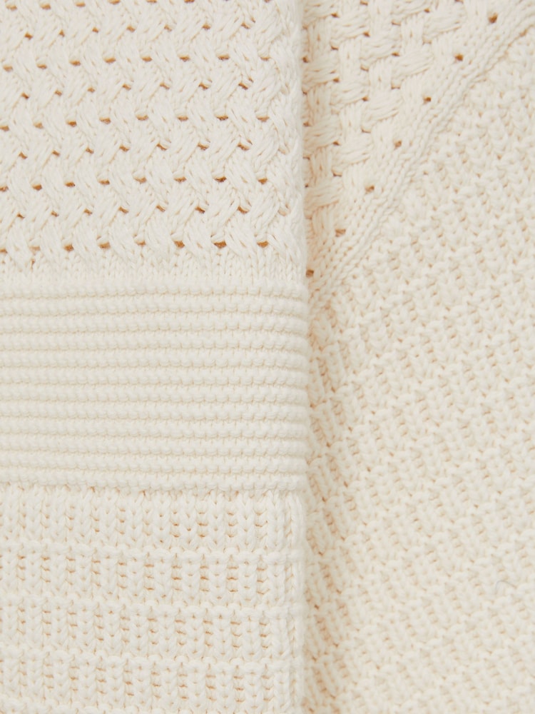 Reiss Off White Gentry Cotton Textured-Knit Polo Shirt - Image 5 of 5
