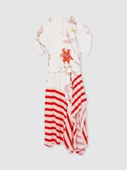 Reiss Ivory/Red Alicia Floral Stripe-Print Maxi Dress - Image 2 of 6
