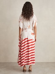 Reiss Ivory/Red Alicia Floral Stripe-Print Maxi Dress - Image 4 of 6
