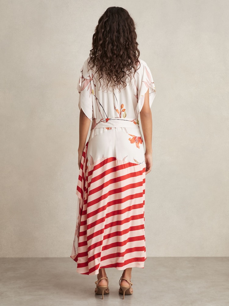 Buy Reiss Ivory/Red Alicia Floral Stripe-Print Maxi Dress from Next USA