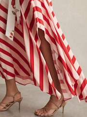 Reiss Ivory/Red Alicia Floral Stripe-Print Maxi Dress - Image 5 of 6