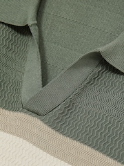 Reiss Sage Green Jefferson Textured Knit Stripe Polo Shirt - Image 5 of 5