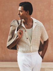 Reiss Natural Roulette Textured-Knit Cuban-Collar Shirt - Image 1 of 8
