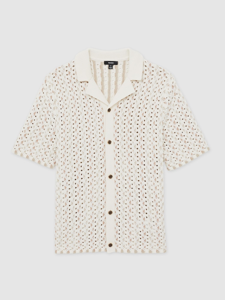 Reiss Natural Roulette Textured-Knit Cuban-Collar Shirt - Image 2 of 8