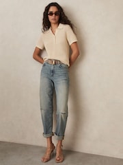Reiss Ivory Evi Cotton-Blend Open-Knit Polo Shirt - Image 3 of 6