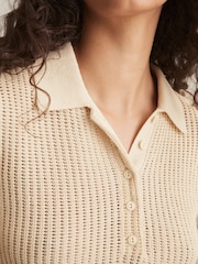 Reiss Ivory Evi Cotton-Blend Open-Knit Polo Shirt - Image 4 of 6