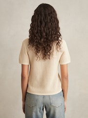 Reiss Ivory Evi Cotton-Blend Open-Knit Polo Shirt - Image 5 of 6