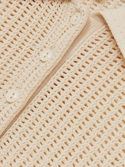 Reiss Ivory Evi Cotton-Blend Open-Knit Polo Shirt - Image 6 of 6