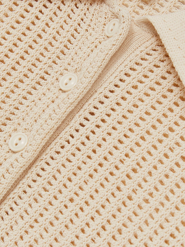 Marfil - Reiss Evi Cotton-Blend Open-Knit Polo Shirt - Imagen 6 de 6 Marfil - Reiss Evi Cotton-Blend Open-Knit Polo Shirt - Imagen 6 de 6