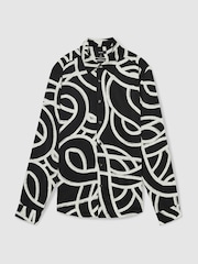 Reiss Black/White Picarli Abstract Painted Print Shirt - Image 2 of 7