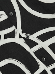 Reiss Black/White Picarli Abstract Painted Print Shirt - Image 7 of 7