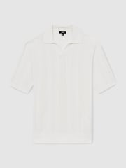 Reiss White Kansas Textured-Stripe Knitted Polo Shirt - Image 2 of 7