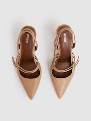 Reiss Neutral Beatrice Leather Buckle-Strap Court Shoes - Image 3 of 5