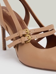 Reiss Neutral Beatrice Leather Buckle-Strap Court Shoes - Image 4 of 5