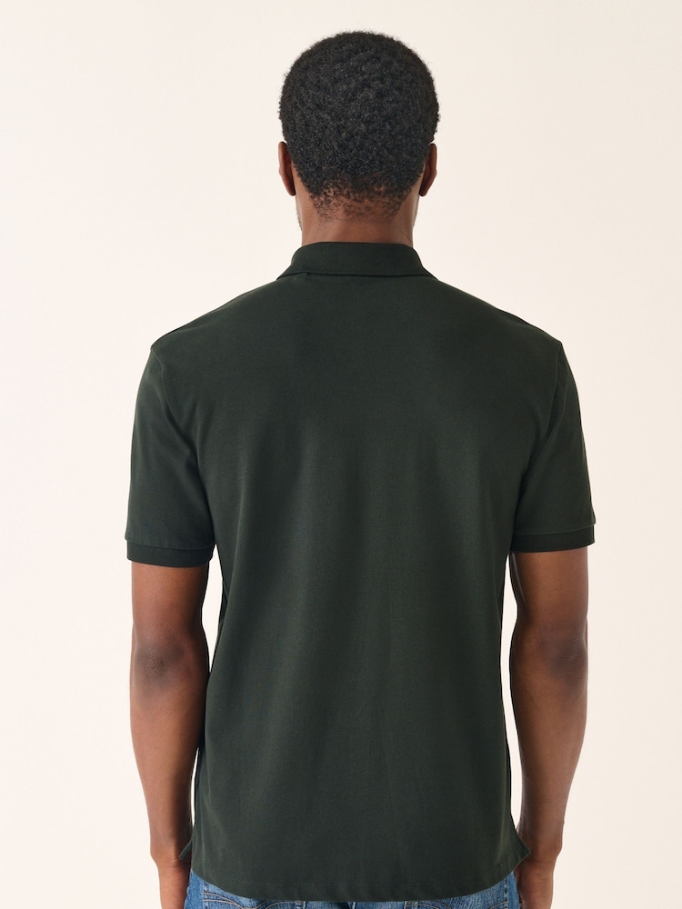 Rich Olive Green Slim Fit Short Sleeve Pique Polo Shirt - Image 3 of 7
