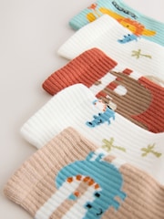 Teal/Brown Safari Animals Print Rich Socks 5 Pack - Image 2 of 3