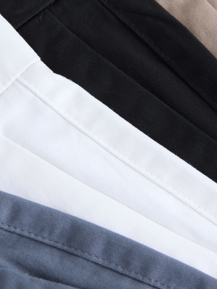 Black/Vintage Blue/ White/ Mushroom Straight Fit Stretch Chino Shorts 4 Pack - Image 15 of 15