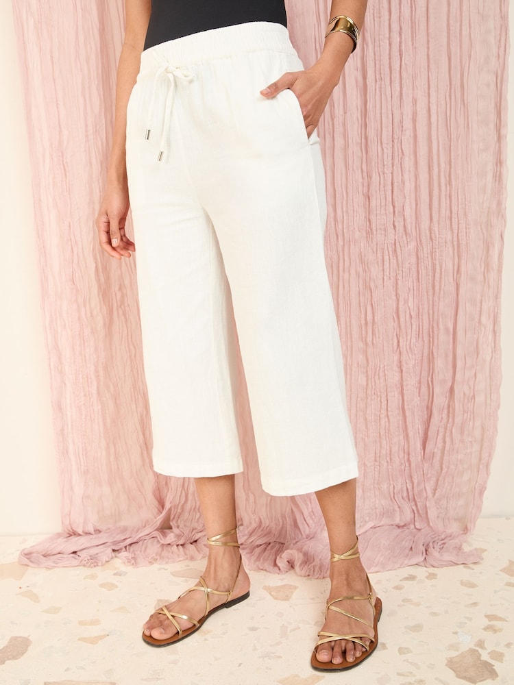 Wit - Friends Like These Linen Blend Culottes - Image 1 of 4