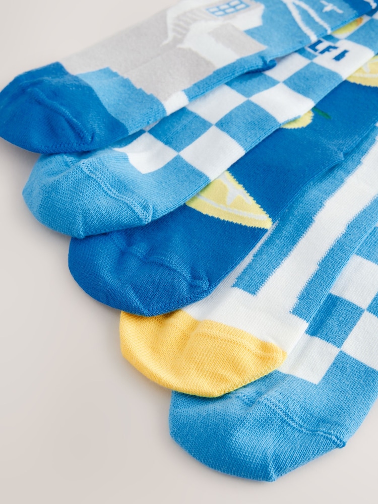 Blue Lemons Print Rich Socks 5 Pack - Image 2 of 3