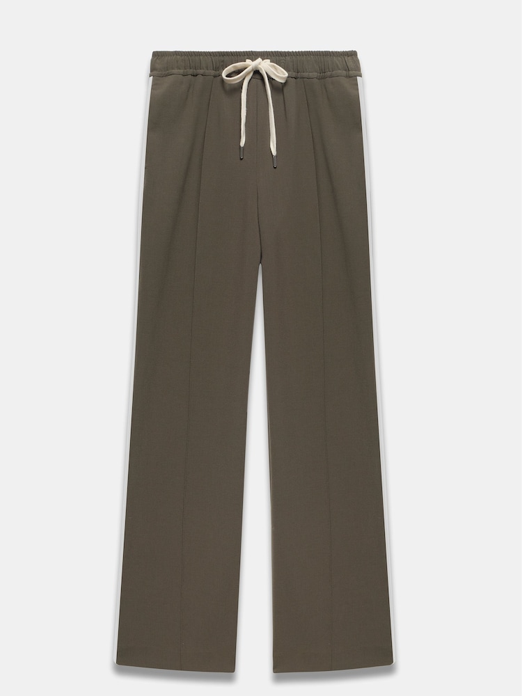 Mint Velvet Khaki Stripe Straight Trackpant Trousers - Image 6 of 7